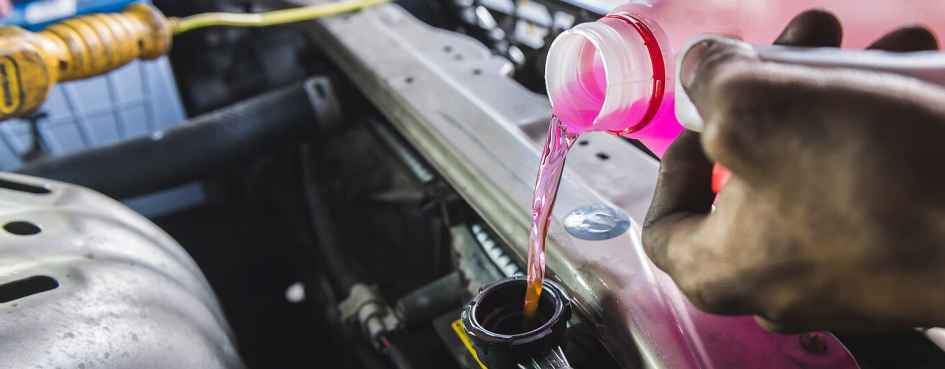 Glycerin-based coolant being put into car